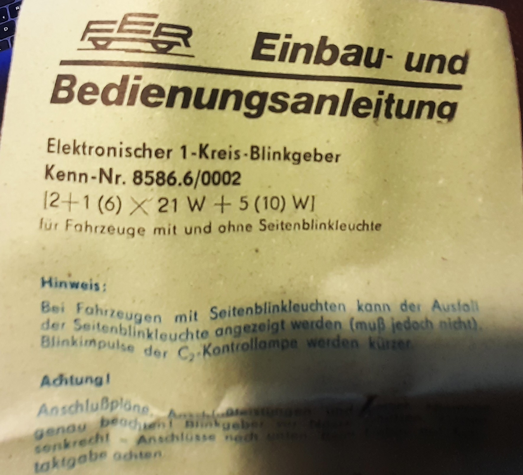 Blinkgeber 12V 2+1(6) x 21W + 5(10) W Oldtimer Trabant Wartburg Barkas