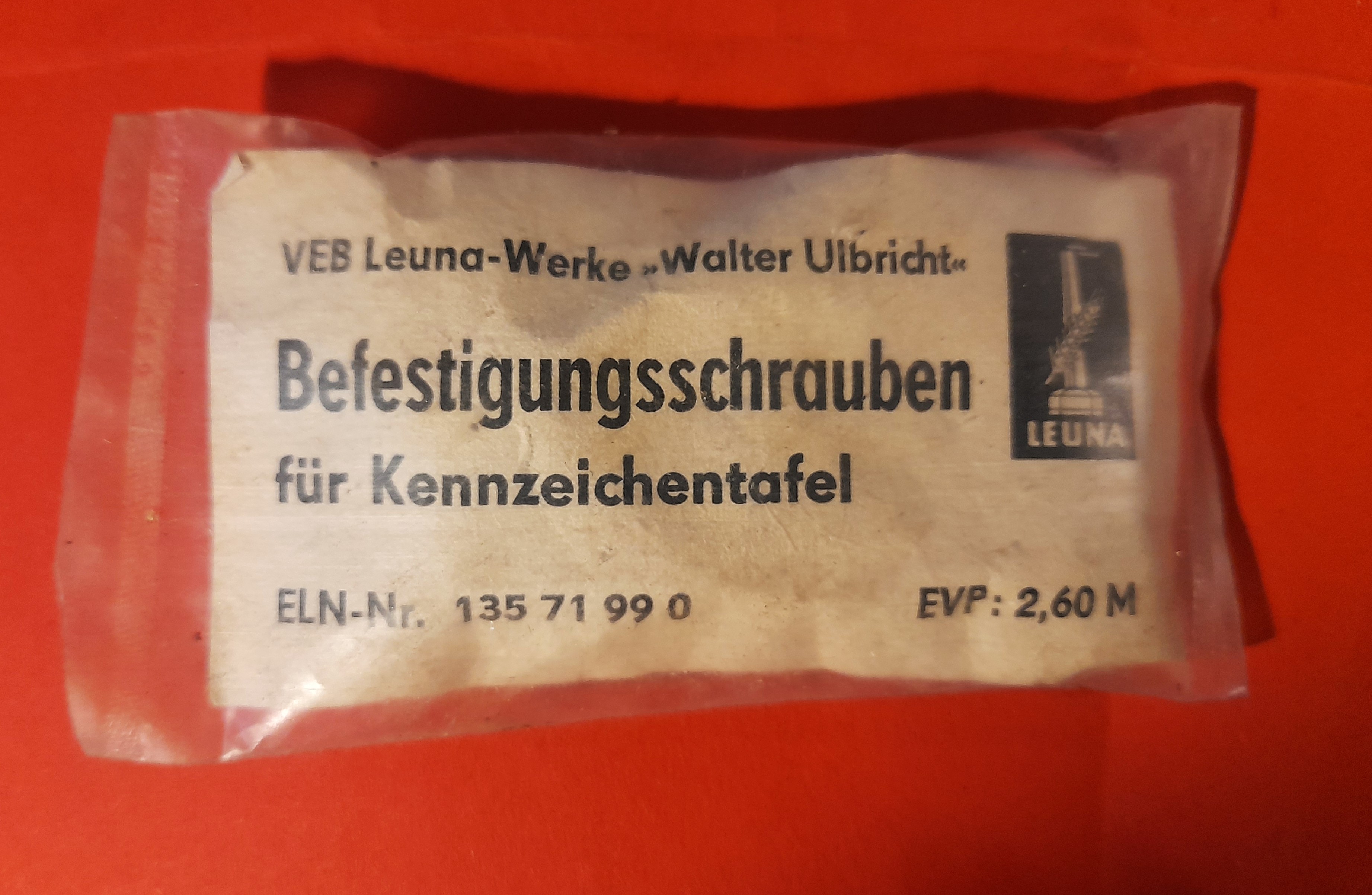 DDR Befestigungsschrauben Kennzeichentafel Trabant  Wartburg Barkas IFA