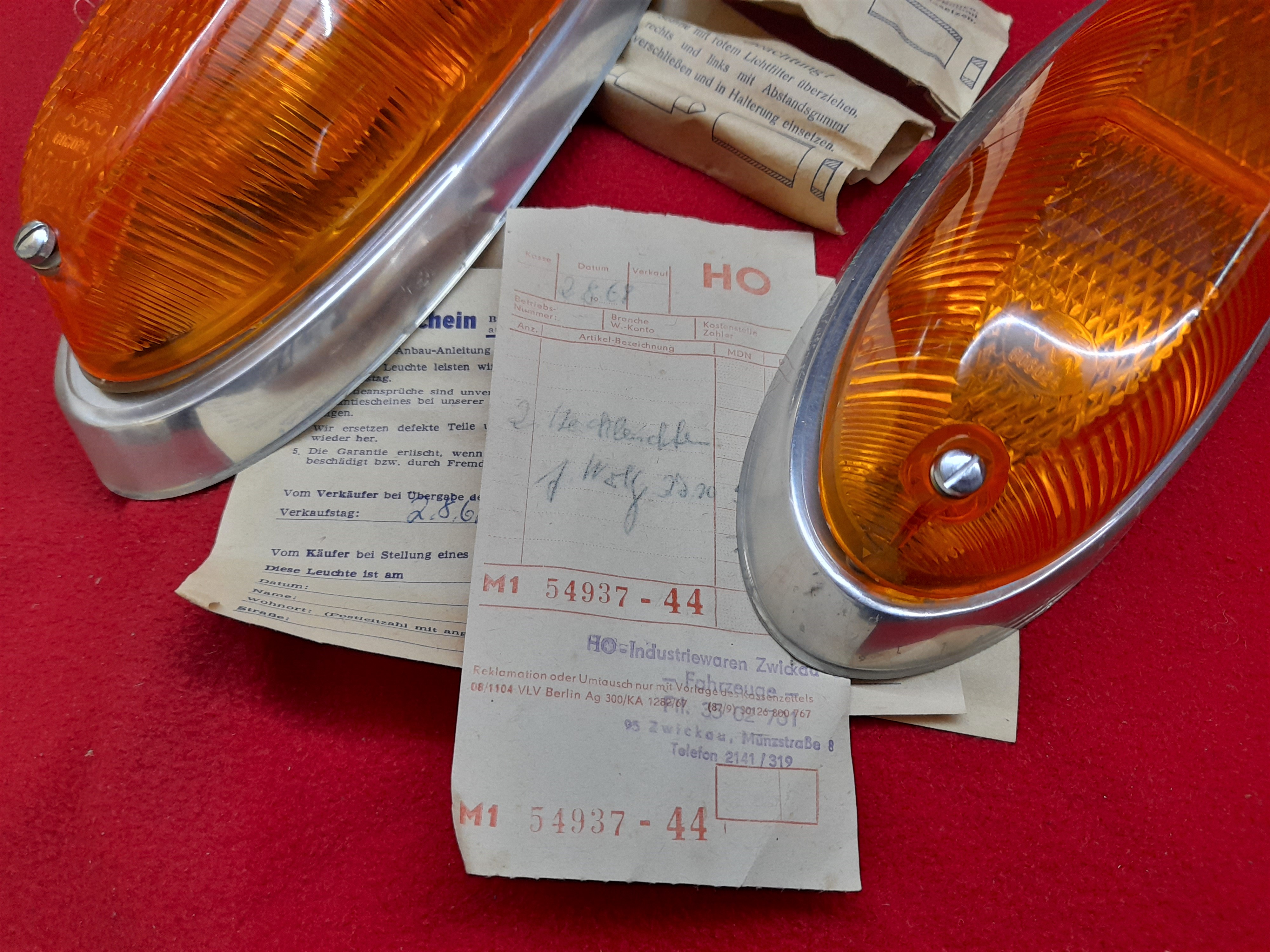 Rückleuchten Rücklichter Gelb Chrom Wartburg 311 312 Barkas B1000