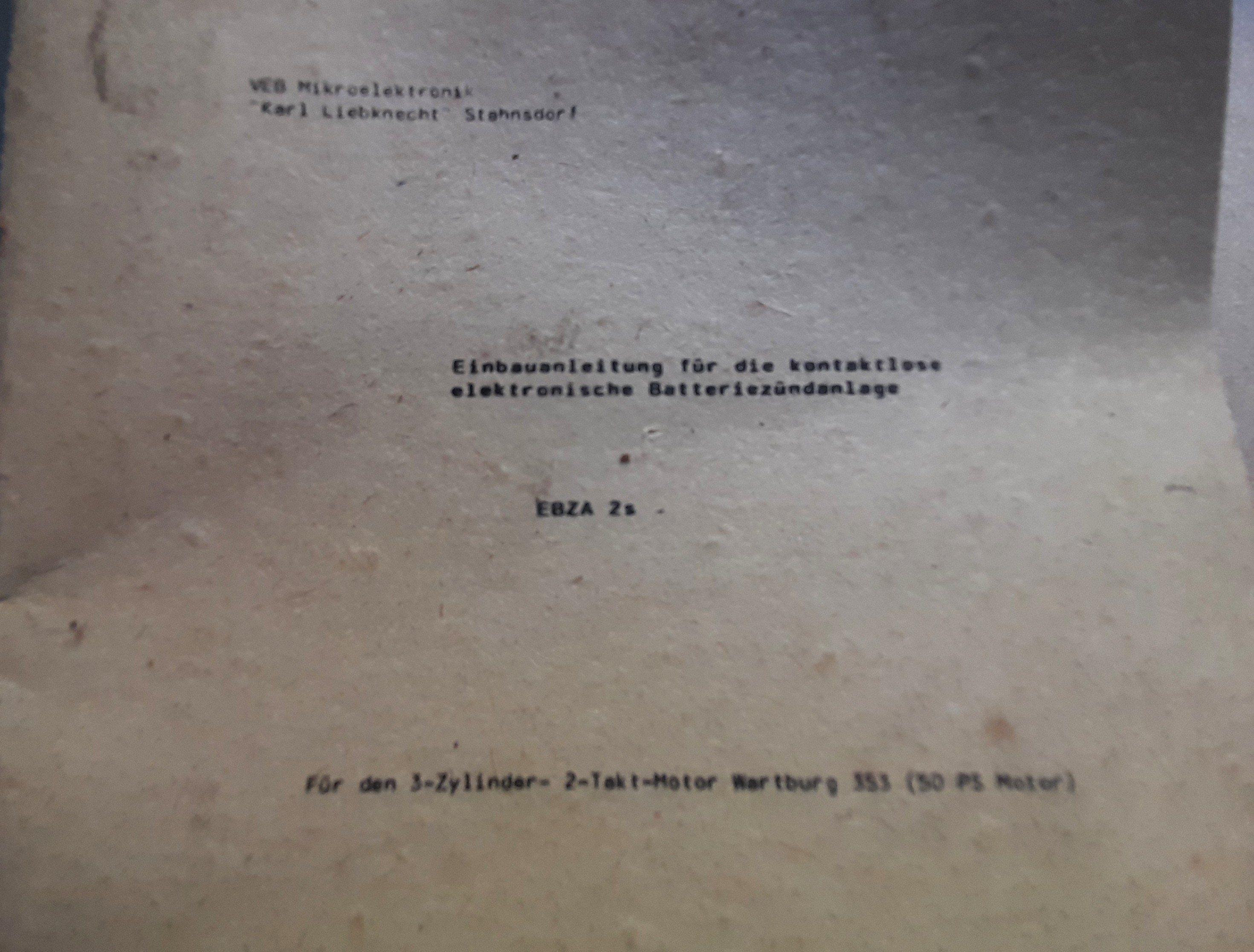Zündung Nachrüstsatz kontaktlose elektronische Zündanlage Wartburg 353 Barkas B1000
