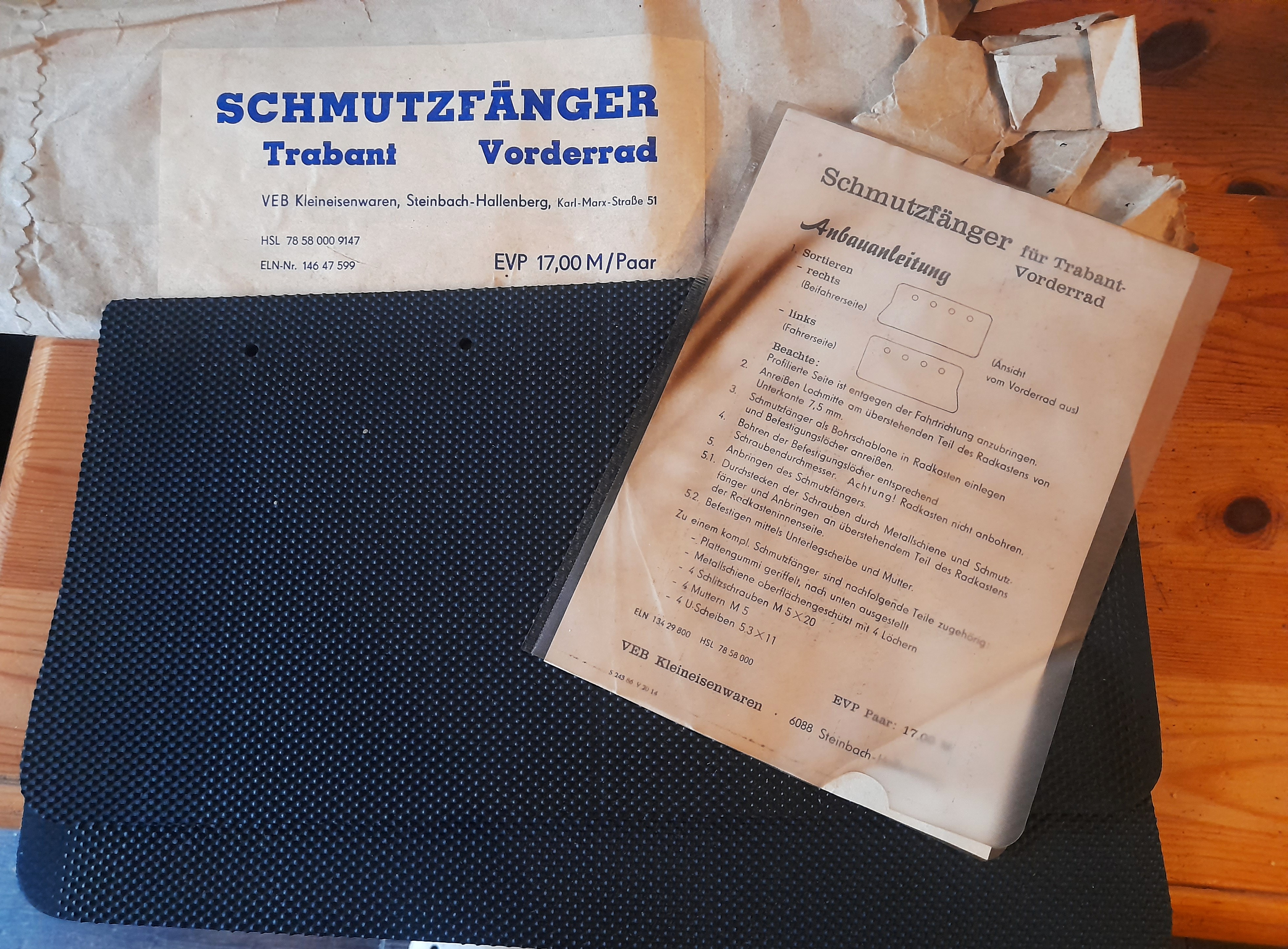 Schmutzfänger, Spritzlappen Trabant Vorderrad