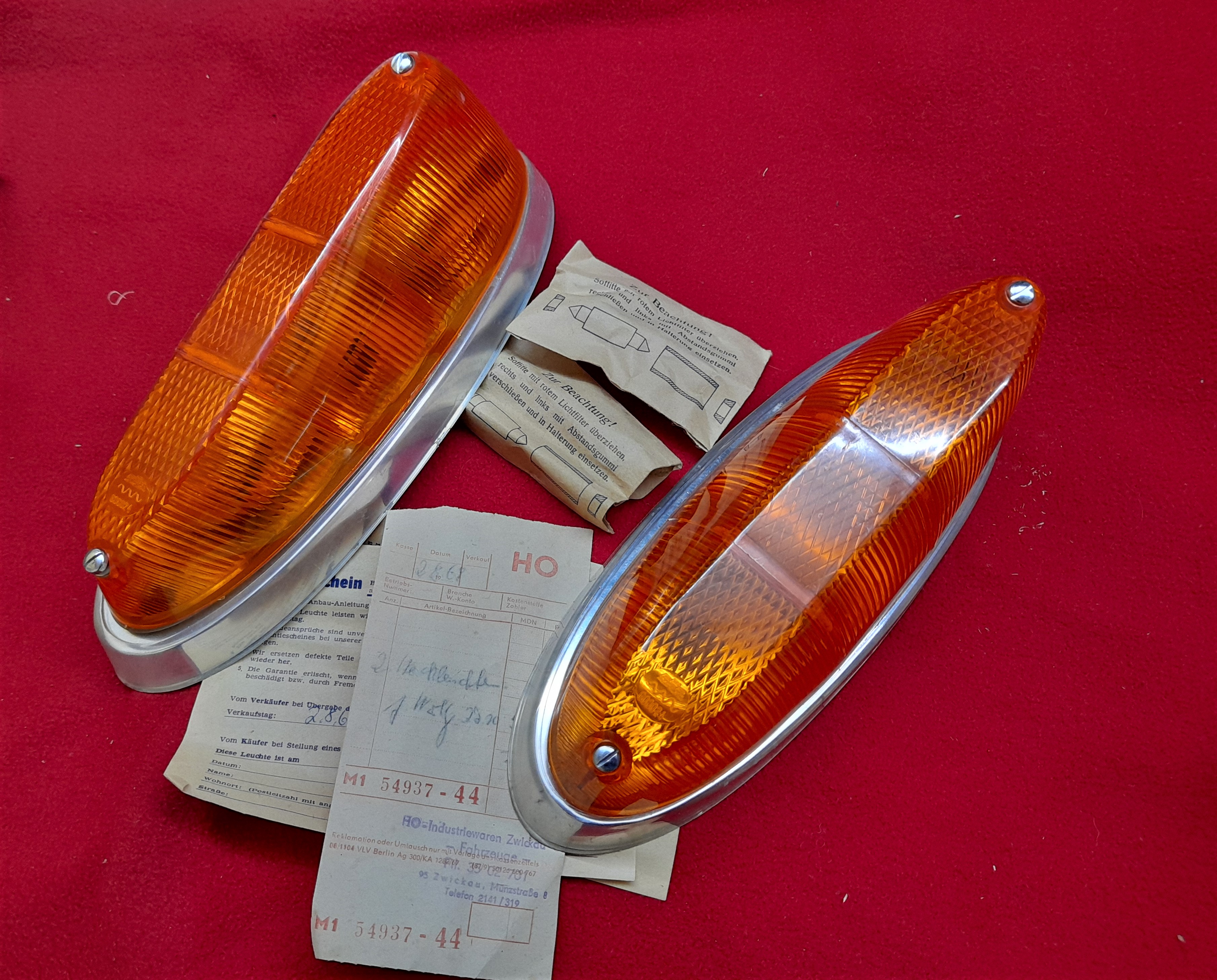 Rückleuchten Rücklichter Gelb Chrom Wartburg 311 312 Barkas B1000