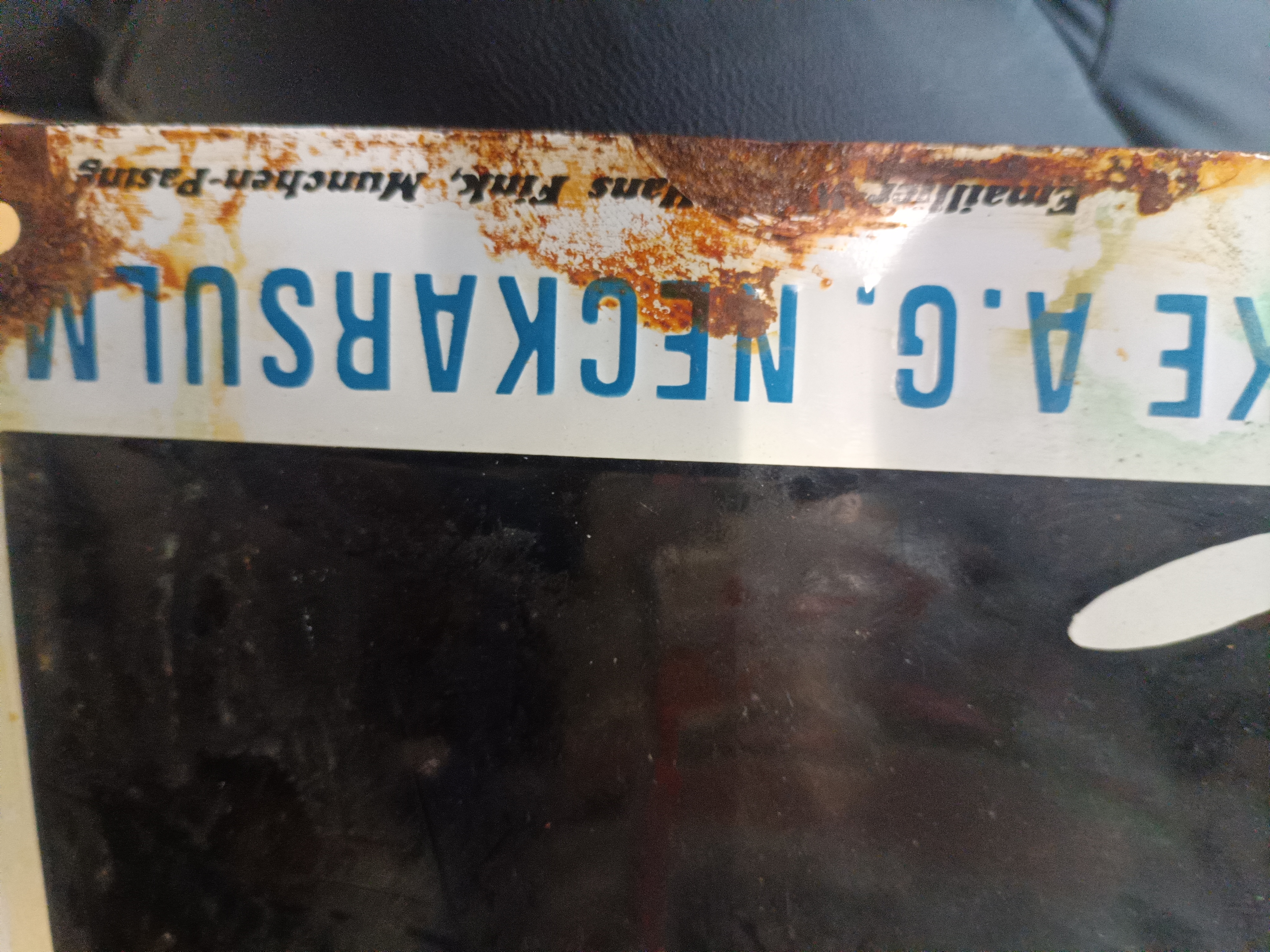 Emailleschild Blechschild Schild NSU Motorrad Neckersulmer Fahrzeugwerke A.G. Hans Fink