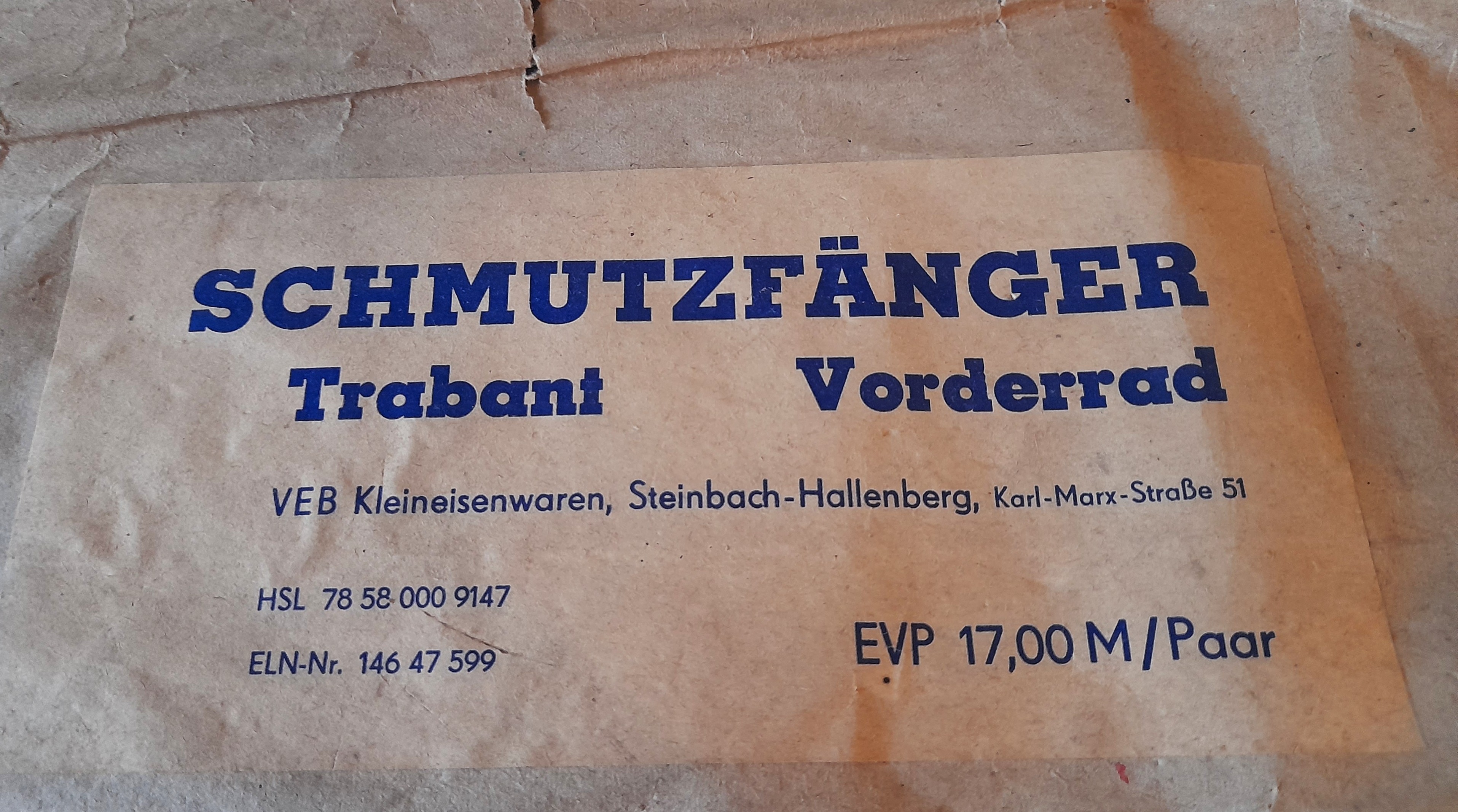 Schmutzfänger, Spritzlappen Trabant Vorderrad