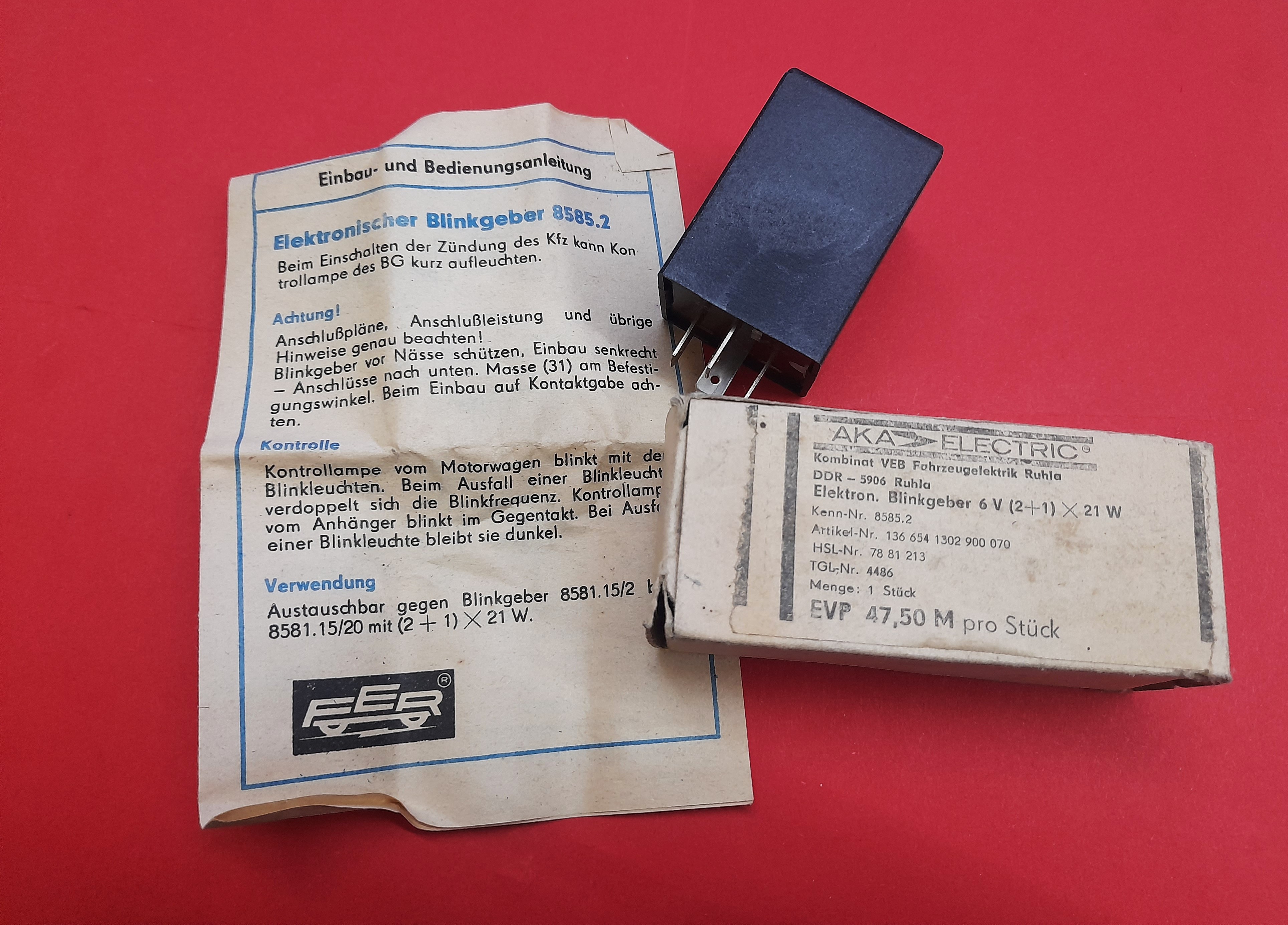 elektronischer Blinkgeber 6V (2+1) 21W Oldtimer Wartburg Trabant IFA Barkas