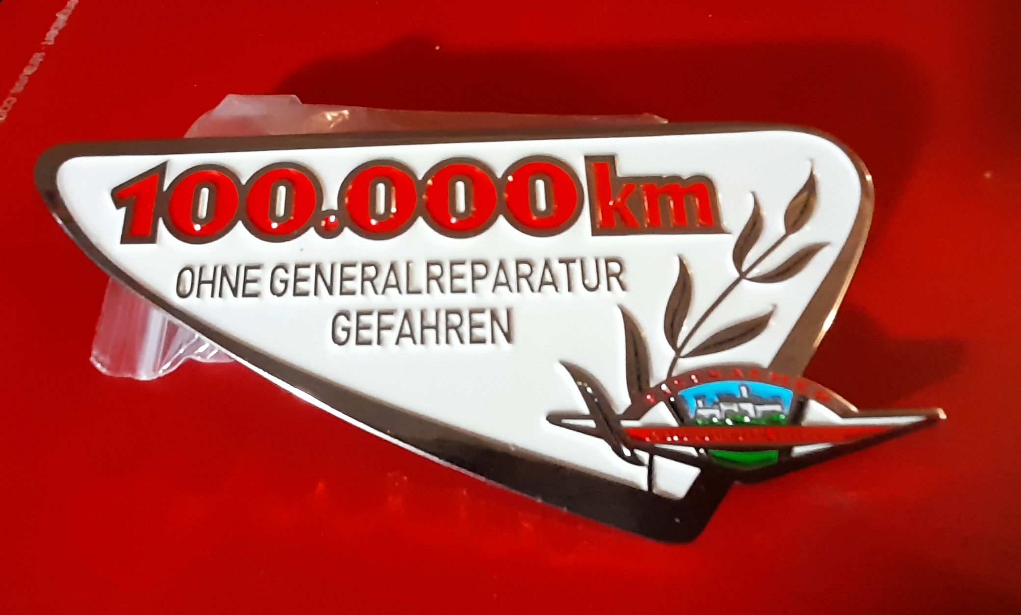 Plakette Emblem Schild 100000 km ohne Generalreparatur Wartburg
