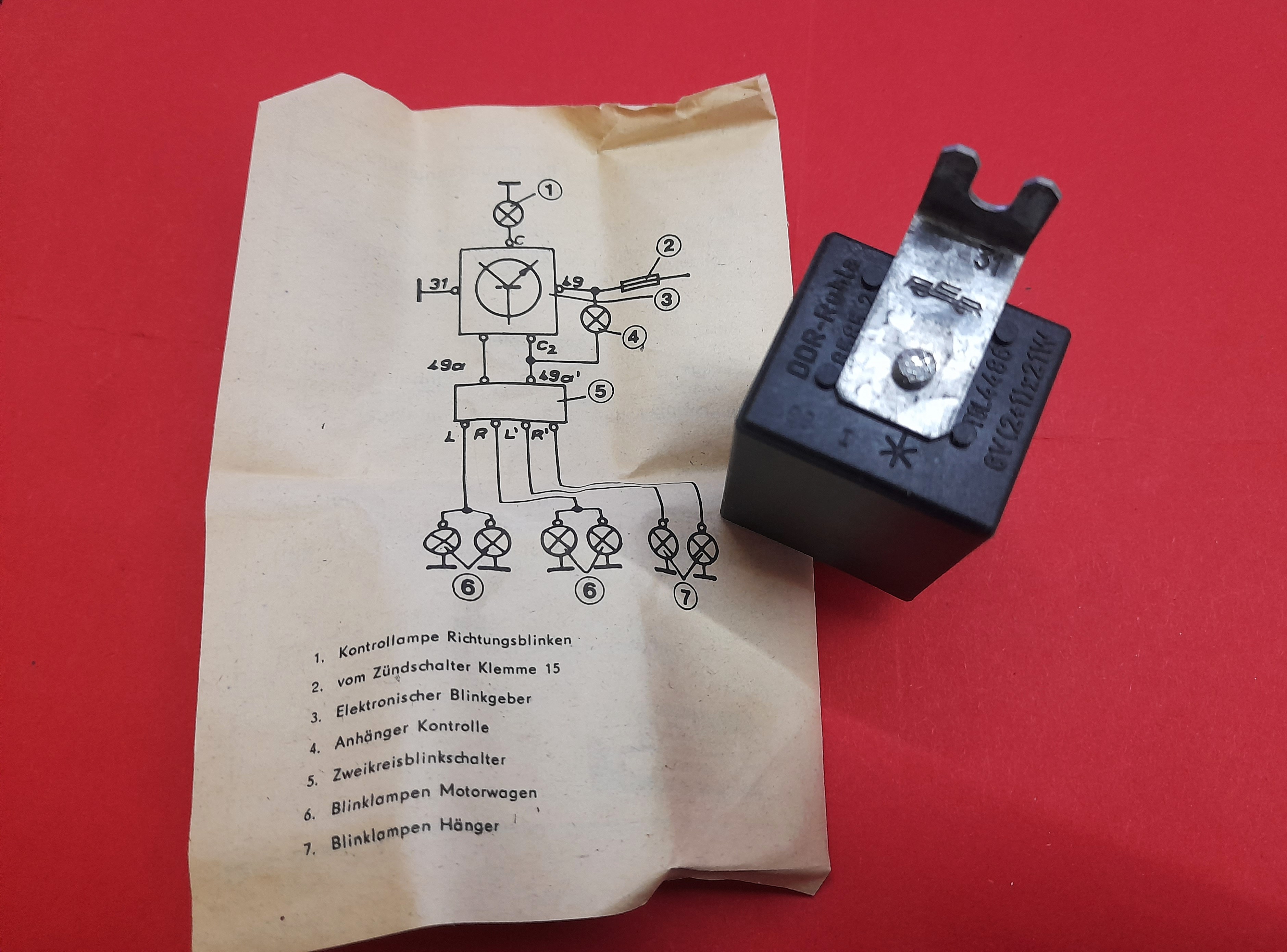 elektronischer Blinkgeber 6V (2+1) 21W Oldtimer Wartburg Trabant IFA Barkas