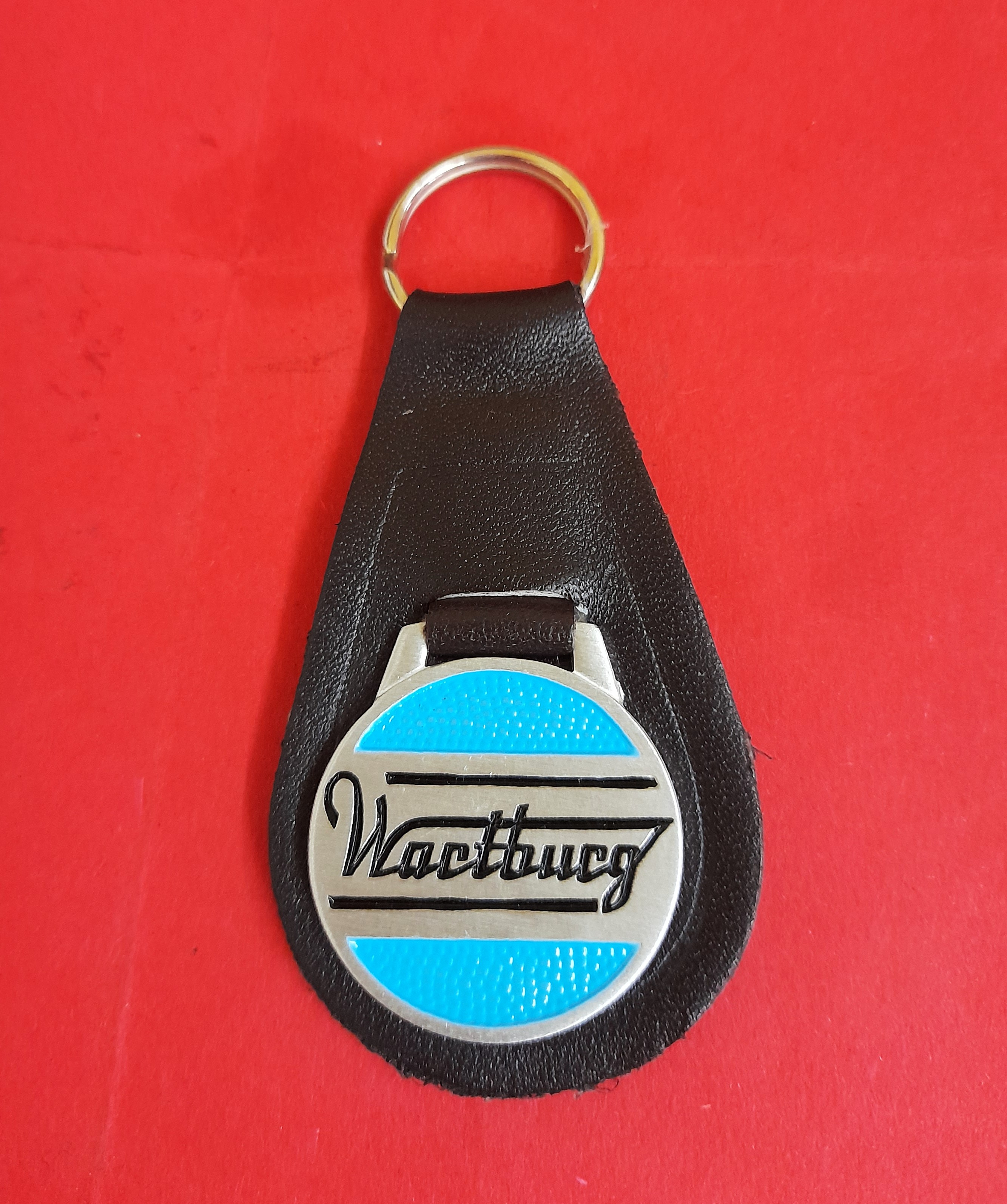 Schlüsselanhänger Anhänger Schlüssel Leder Wartburg 311 312 313 353 hellblau
