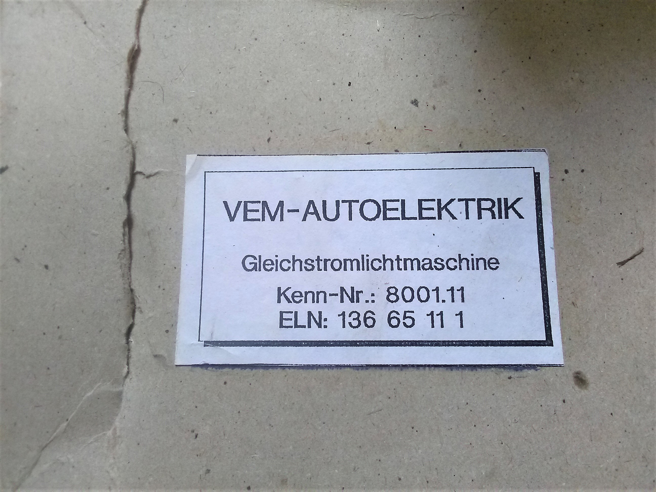 Lichtmaschine Gleichstromlichtmaschine 6V 220W Wartburg 311 312 313 Trabant