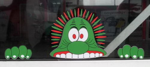 Scheibenmonster Aufkleber grün